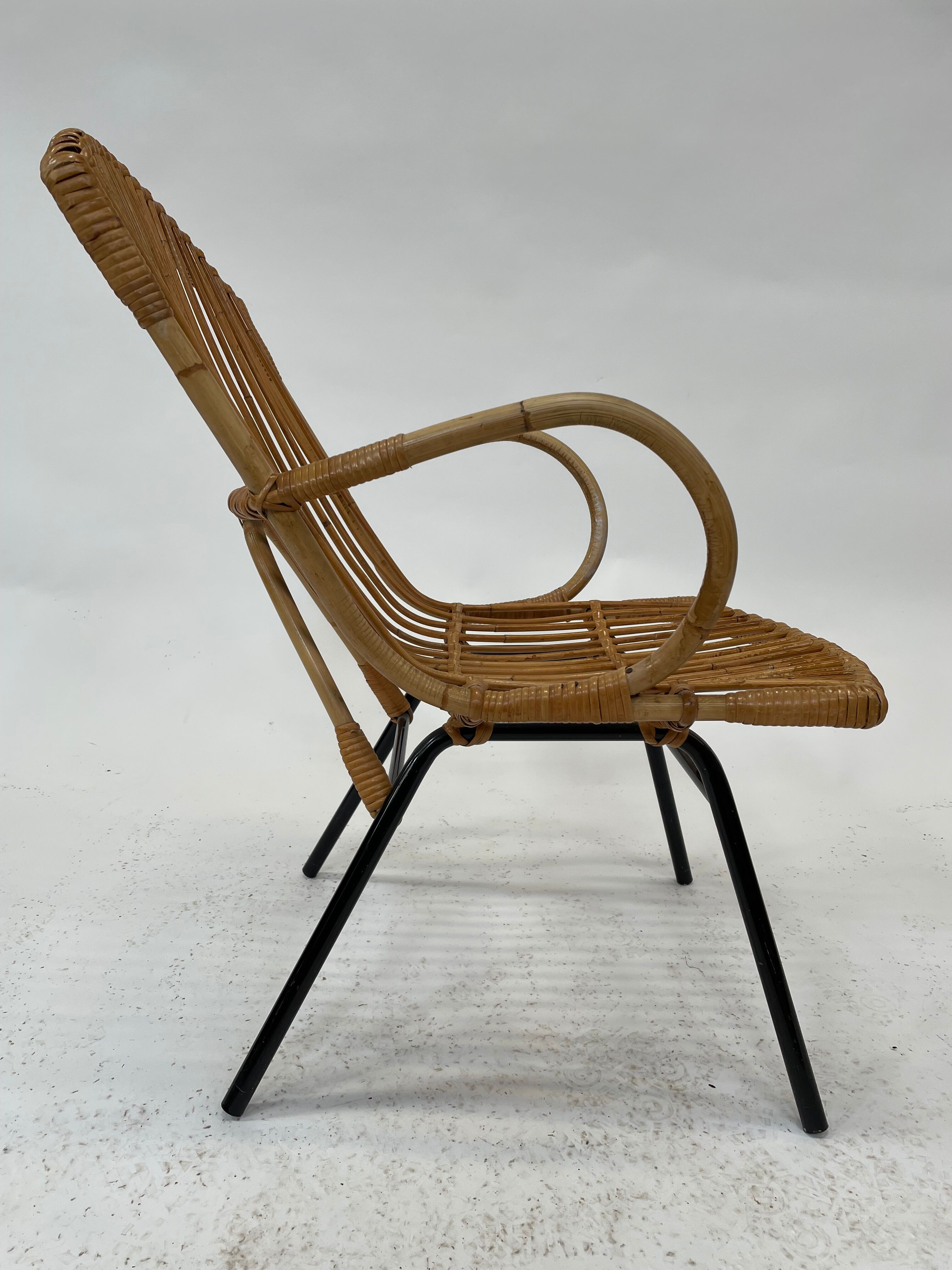 Vintage rattan chair by Dirk van Sliedregt Rohe Noordwolde 1960 in the Netherlands