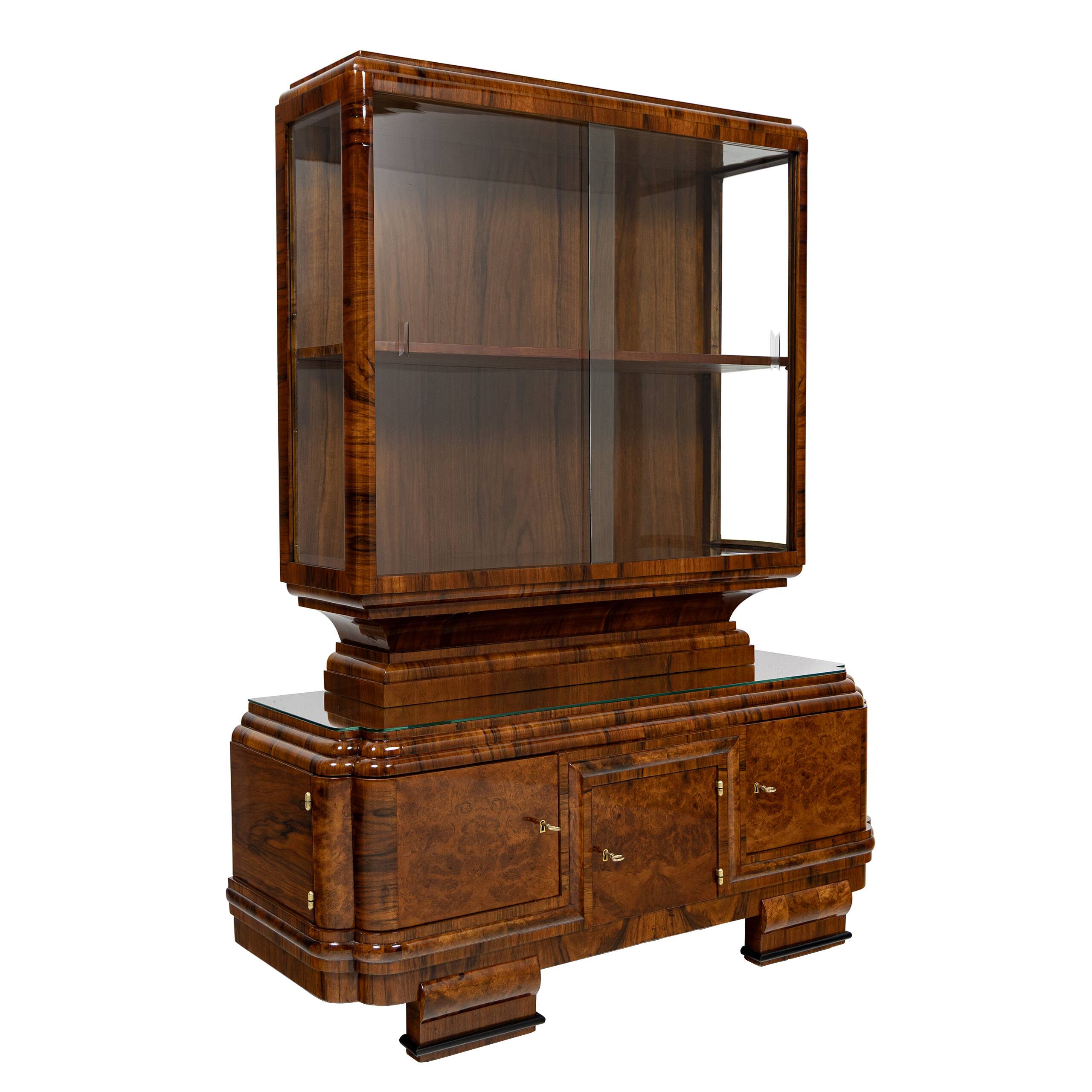 Vitrine Art Déco en ronce de noyer - 1925-1939