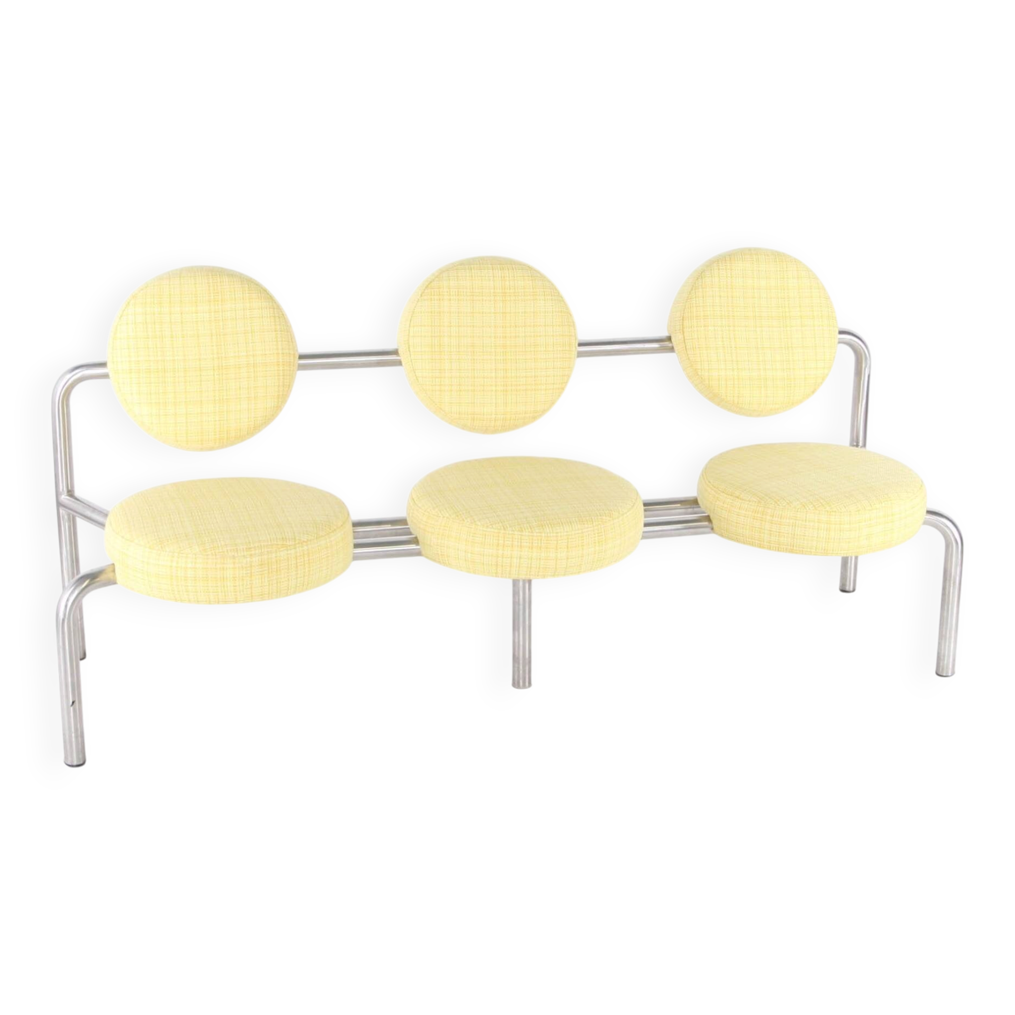 Chrome and fabric bench