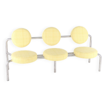 Banquette en chrome et tissu
