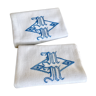 Pair of embroidered towels with monogram