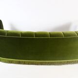 1940s art deco green velvet banana sofa, Denmark