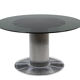 Table ronde en métal chromé et verre fumé, Gastone Rinaldi, années 1970