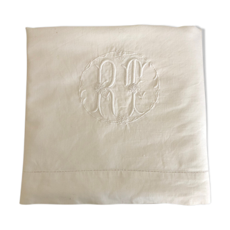 Old linen monogram sheet medallion