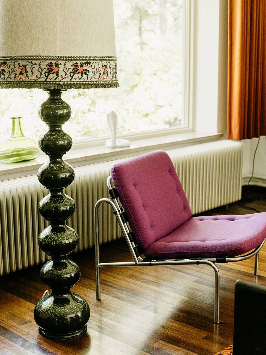 Vintage ceramic bubble floor lamp Kaiser Leuchten Idell 'Nature green'