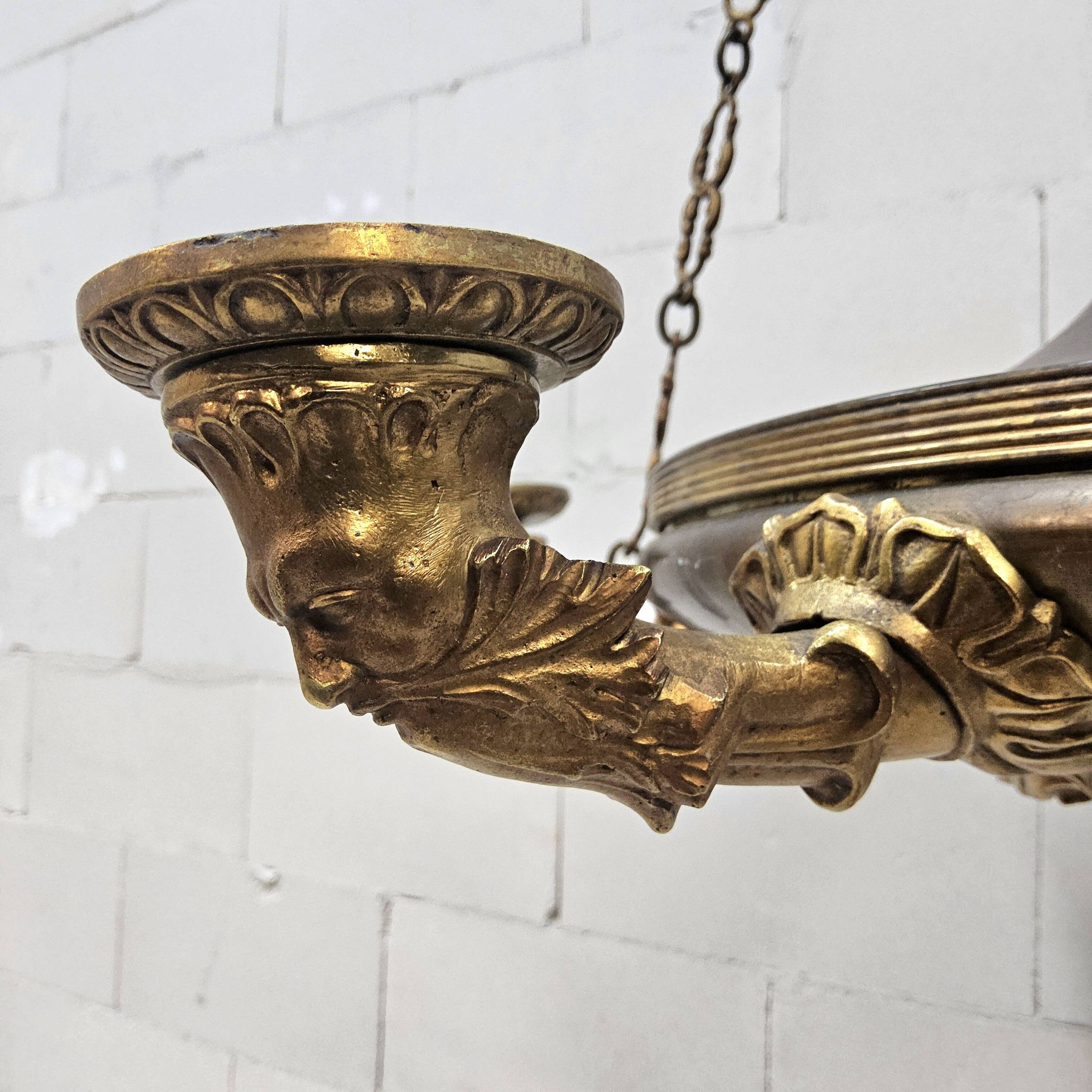 Antique Neo-Renaissance Greenman candle chandelier (Empire)