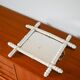 White bamboo effect wooden barber mirror 46 x 31 cm
