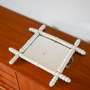Miroir de barbier en bois effet bambou blanc 46 x 31 cm