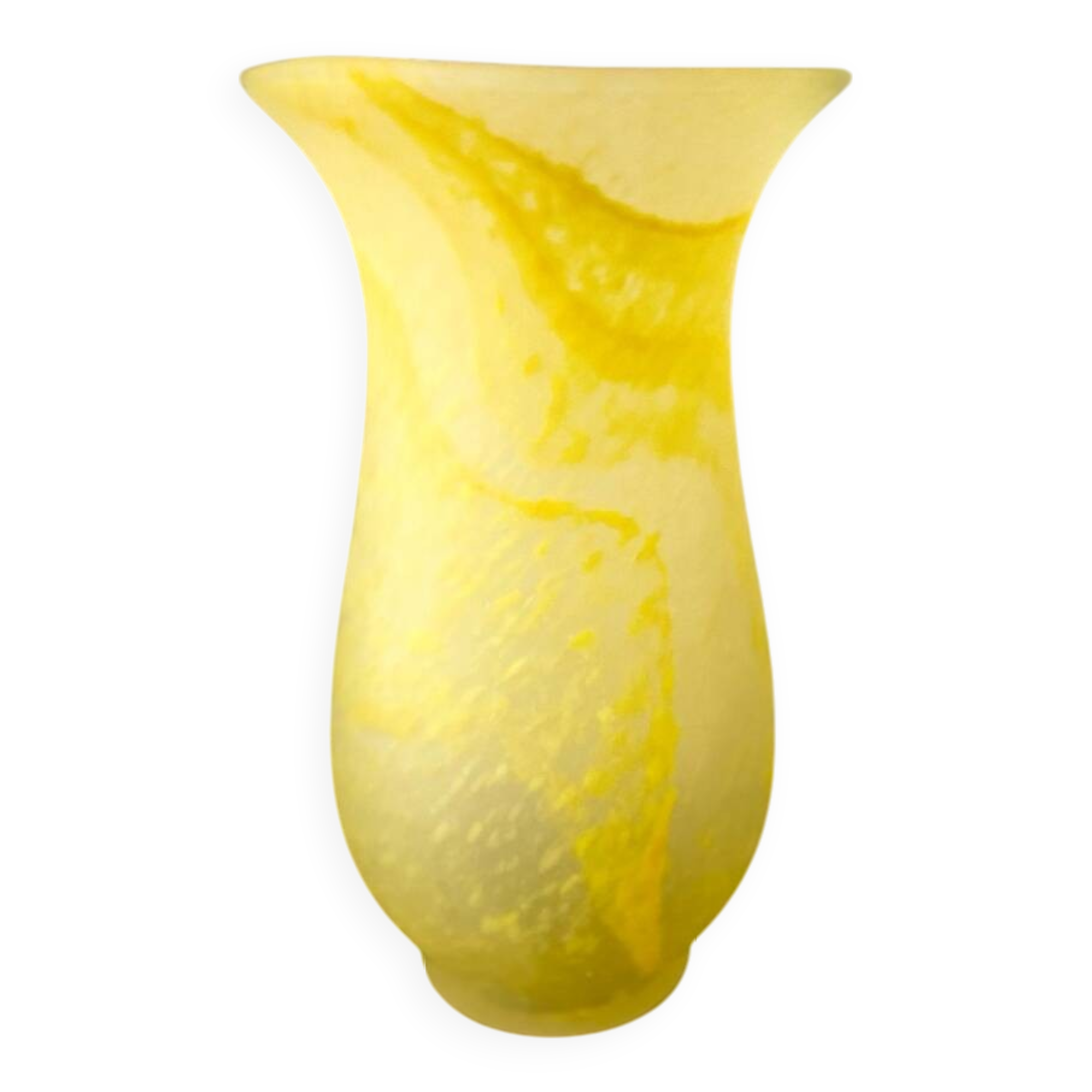 Yellow marbled glass paste vase – Art Nouveau style