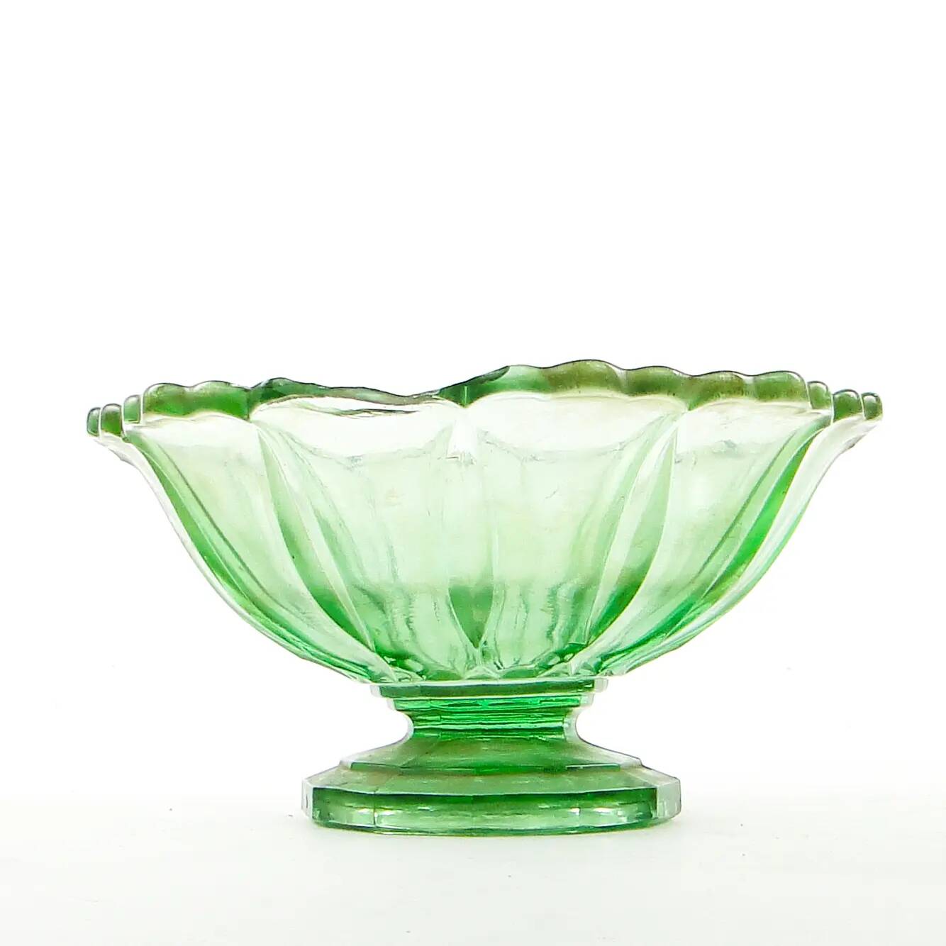 Bol à fruits, moderne du milieu du siècle, verre turquoise, Ząbkowice, Pologne, années 1950