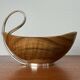 Mid-Century Modern Teak and Silver Plated Metal Bowl from Grasoli, Italy, 1960s