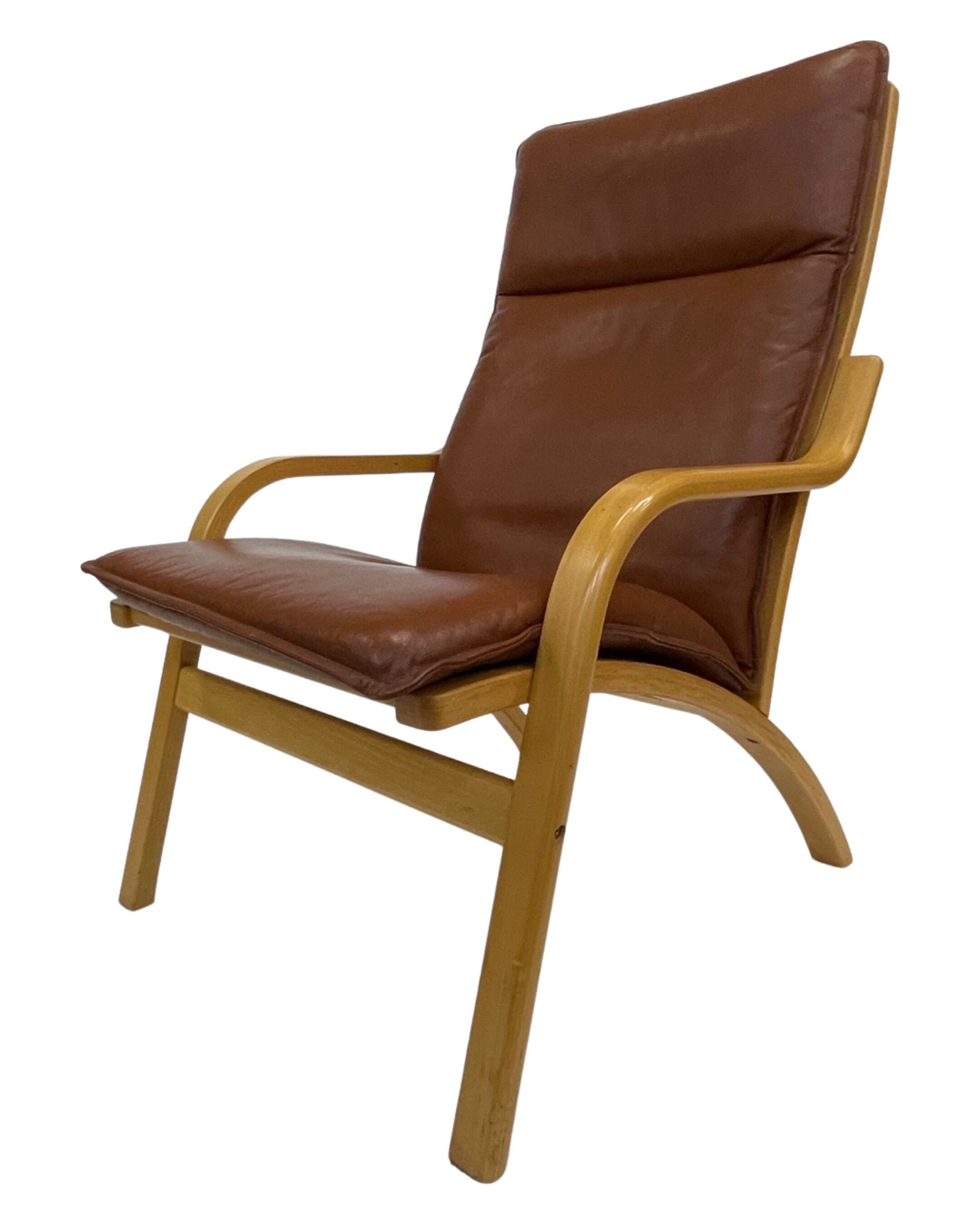 Vintage Danish armchair cognac leather by Stouby
