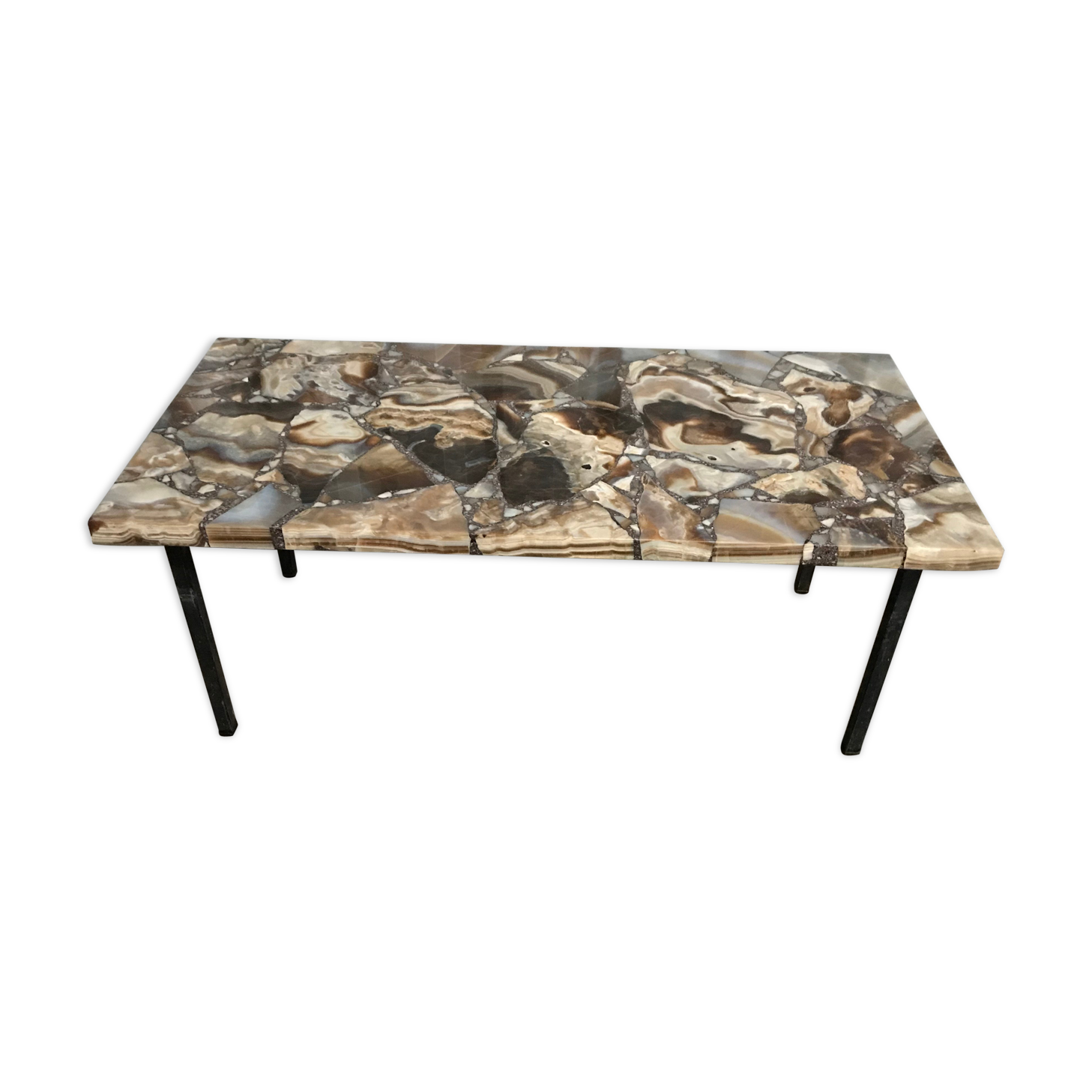 1970 coffee table in polished Madagascar aragonite