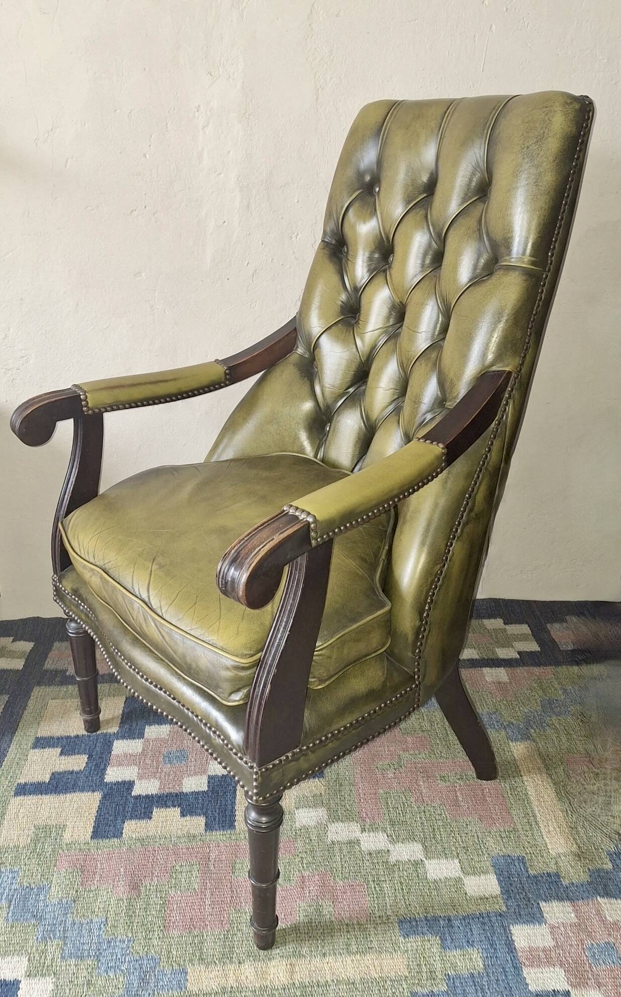 Tufted leather Chesterfield library chair, 1970s