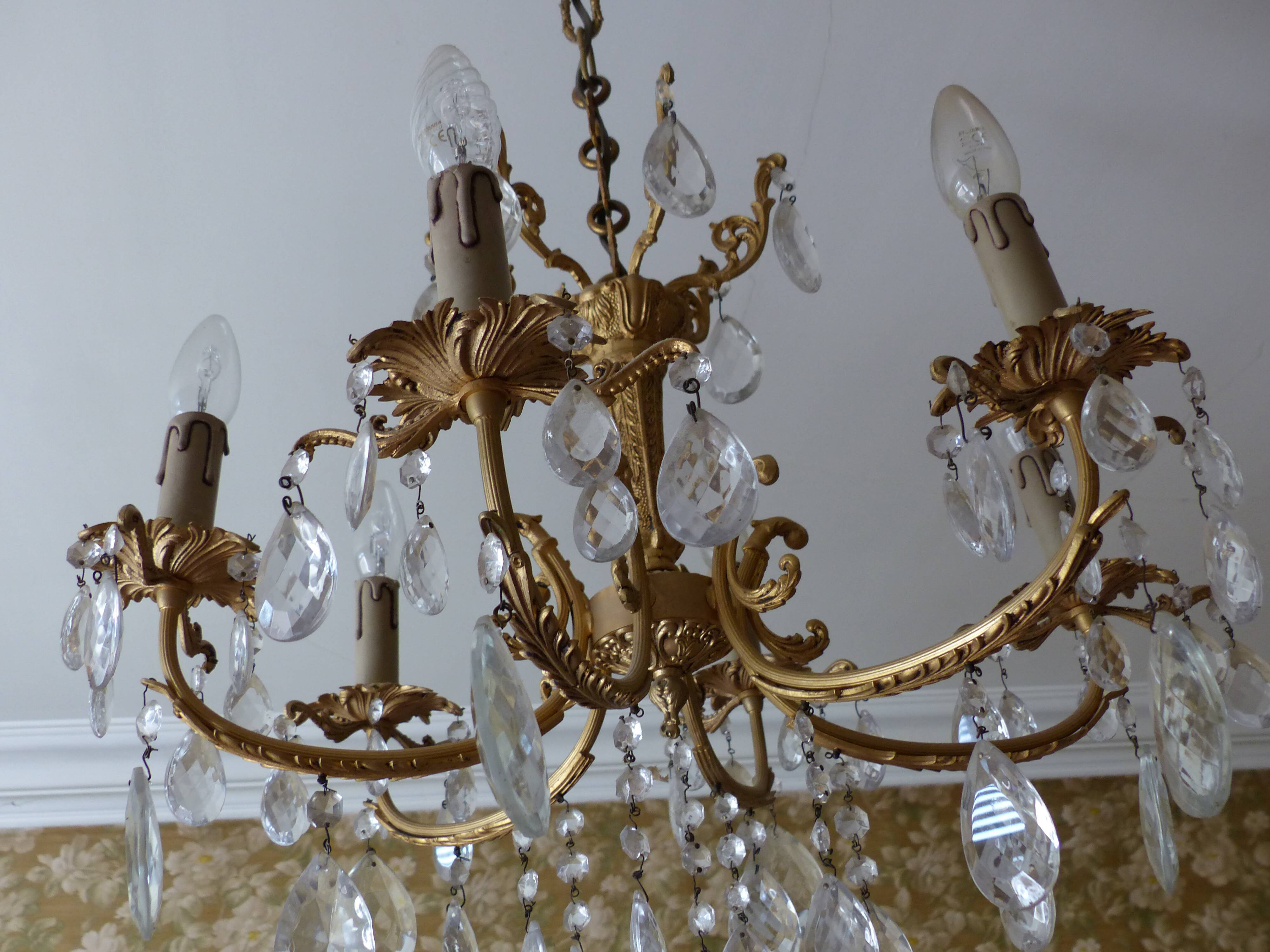 Bronze chandelier - branches with tassels