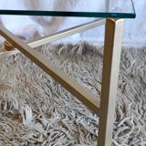 Articulated coffee table gilded metal and glass – 60s/70s