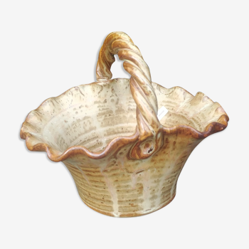Glazed stoneware storage basket signed Jean-Pierre Prud'homme pottery (37)