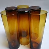 6 high brown glasses