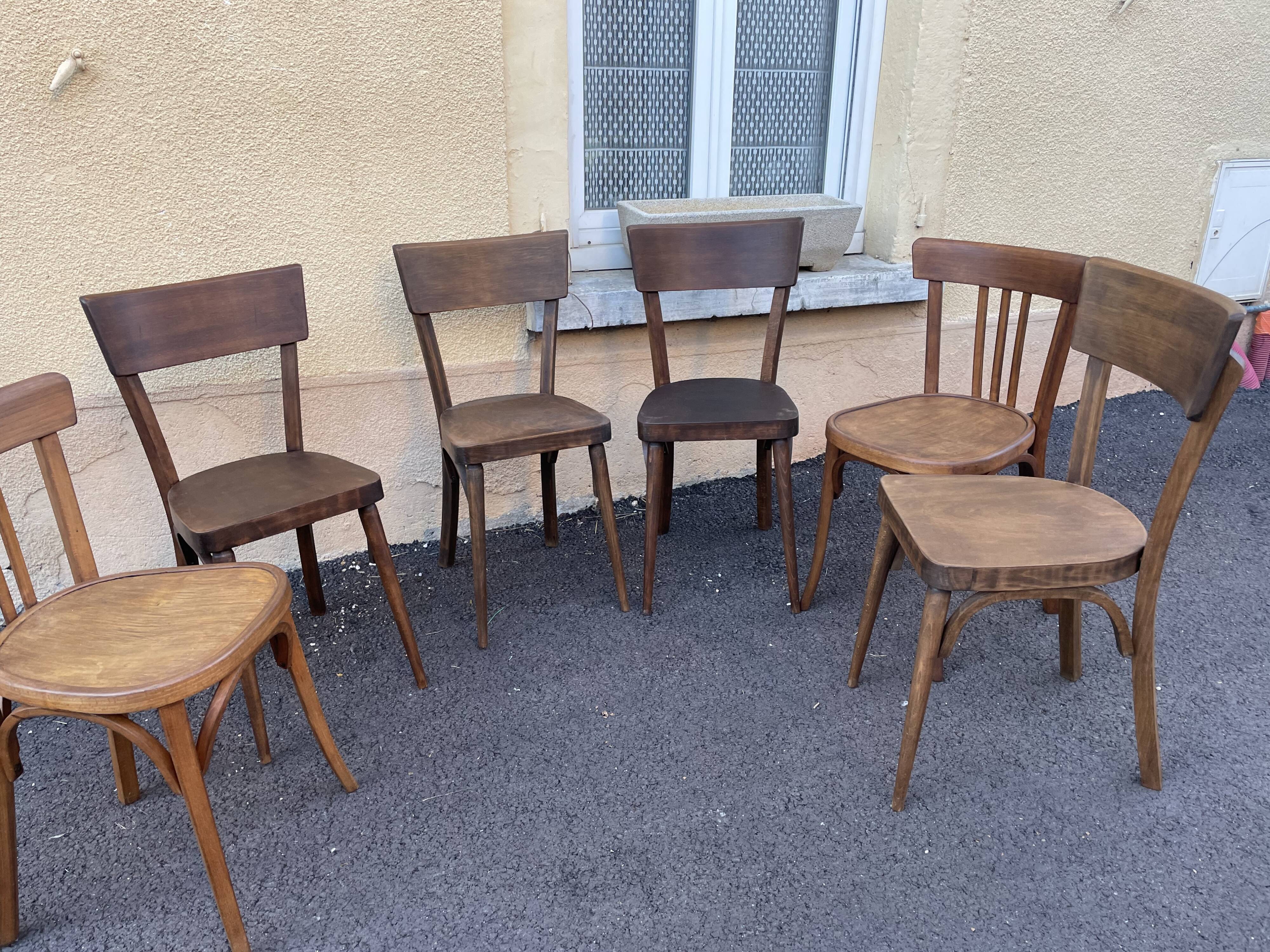 Mismatched bistro chairs