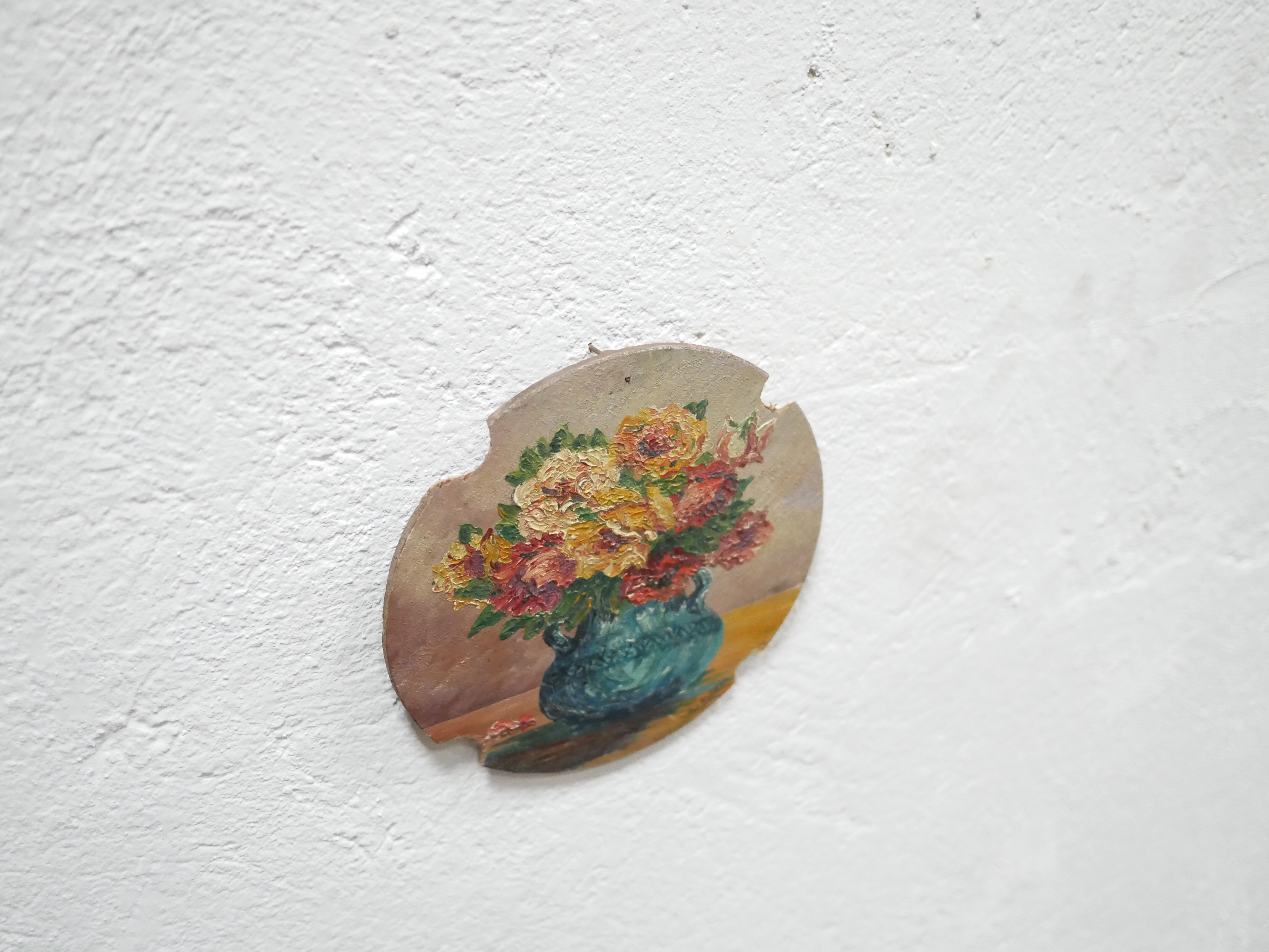 Old painting on wood signed A. Noblet