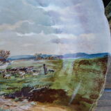Plat ancien en porcelaine de Limoges JEAN POUYAT peint à la main signé Lecram