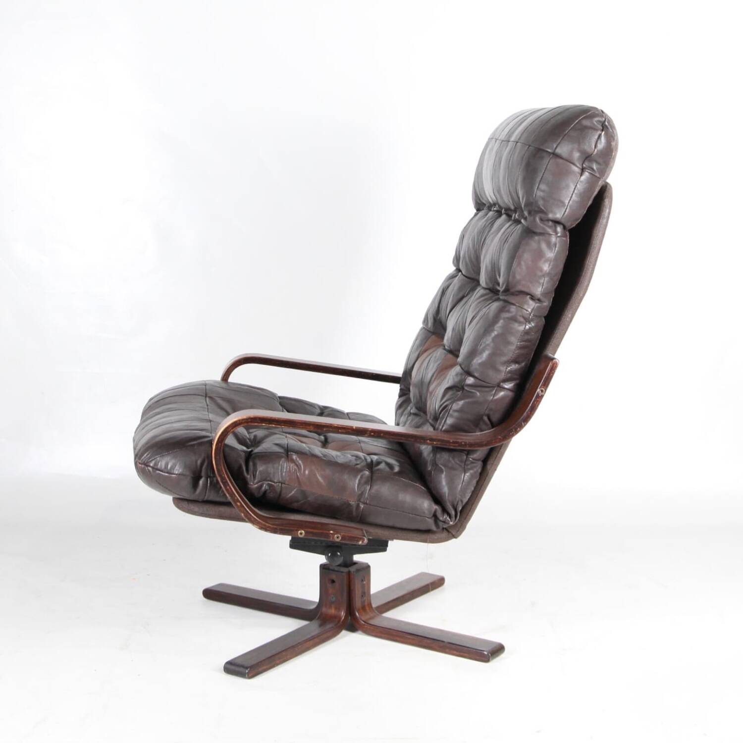 Vintage wooden and leather armchair