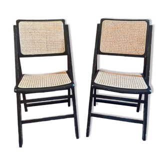 Folding cane chairs