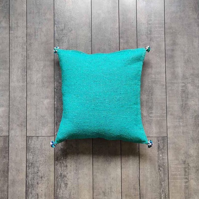 Moroccan green cotton cushion