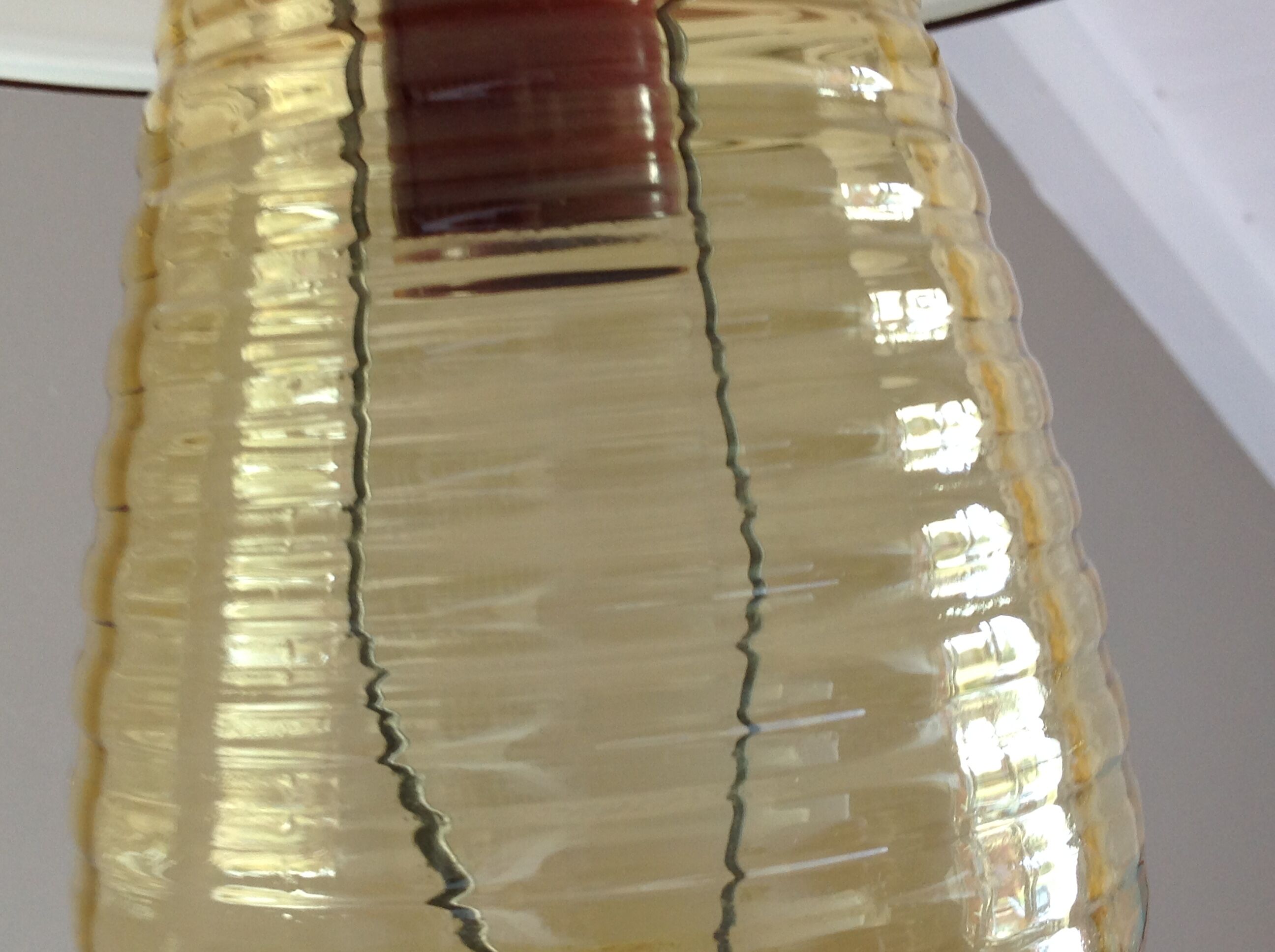 Amber glass / vintage lantern suspension 50s-60s