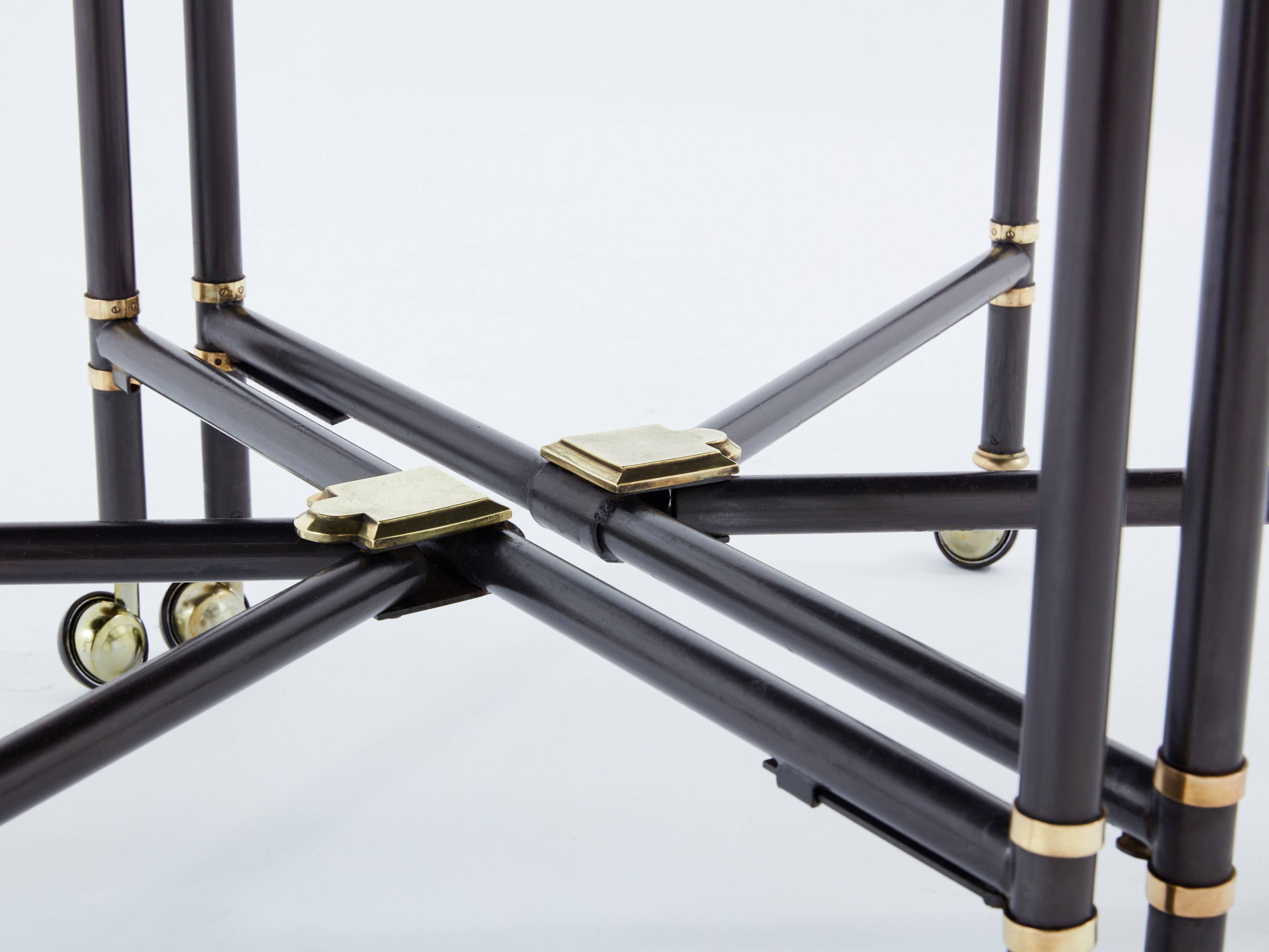 Maison Jansen Royal extendable black lacquer dining table 1960