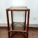 Rattan shelf and smoked glass 1970