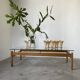 Table scandinave teck blond et verre 60
