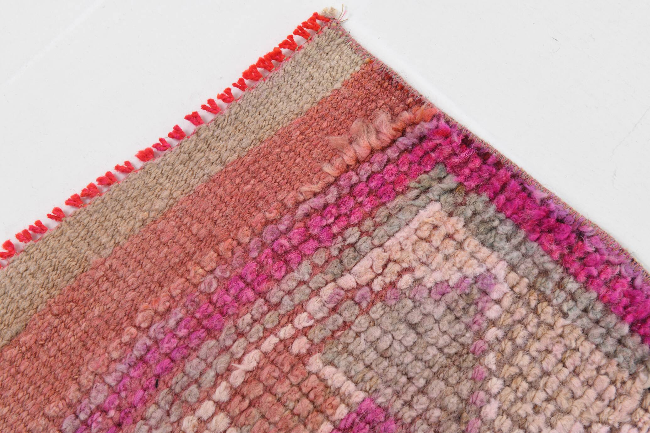 Faded Pink Geometric Style Vintage Runner Rug, Rug For Kitchen, 87x302