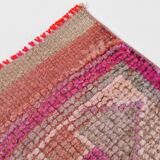 Faded Pink Geometric Style Vintage Runner Rug, Rug For Kitchen, 87x302