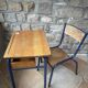 vintage wooden school desk with its chair