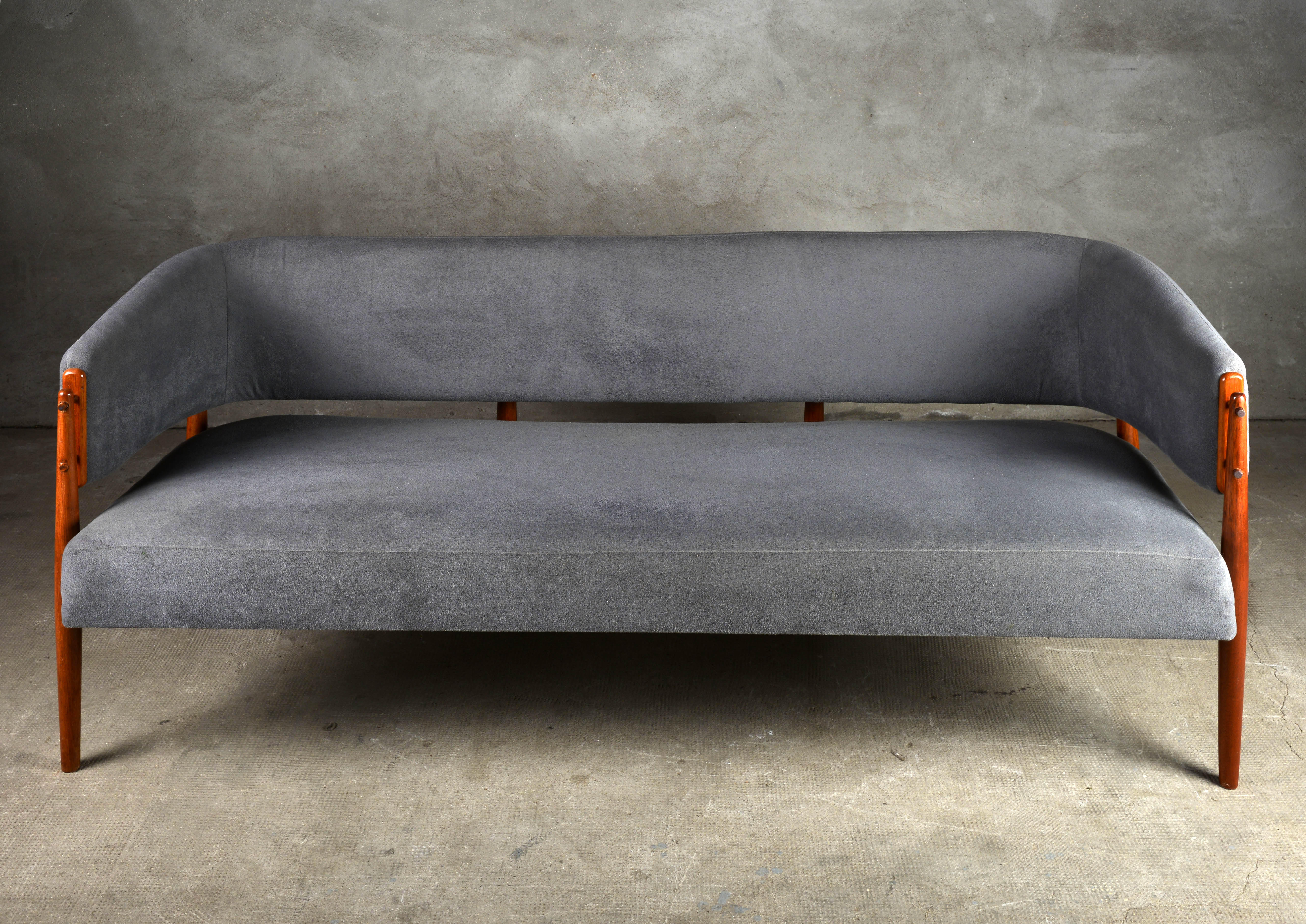 Scandinavian sofa teak and fabric