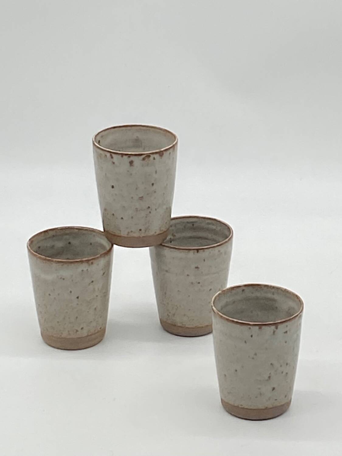 Set of 4 Roger Jacques stoneware tumblers / glass, vintage