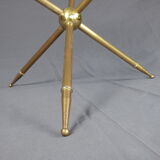 Table d'appoint tripode en verre et laiton doré