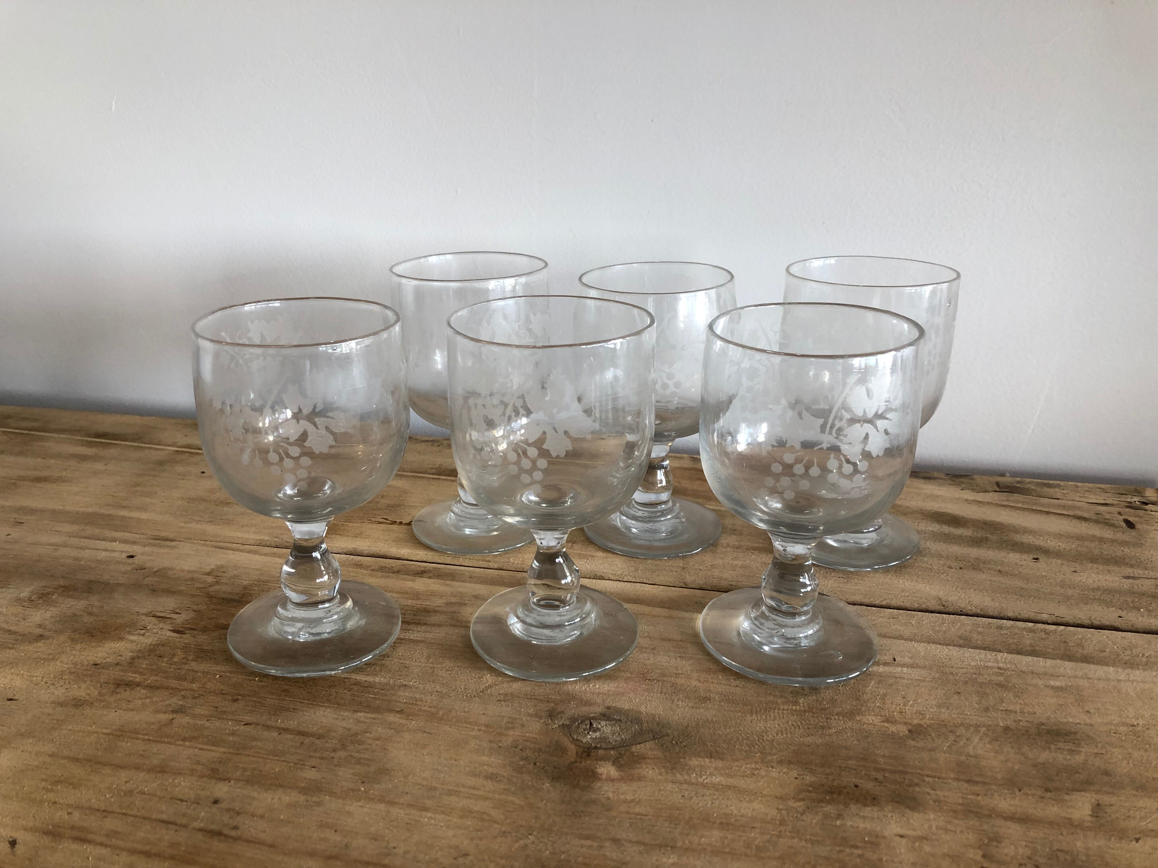 Suite of 6 old glasses 19th century