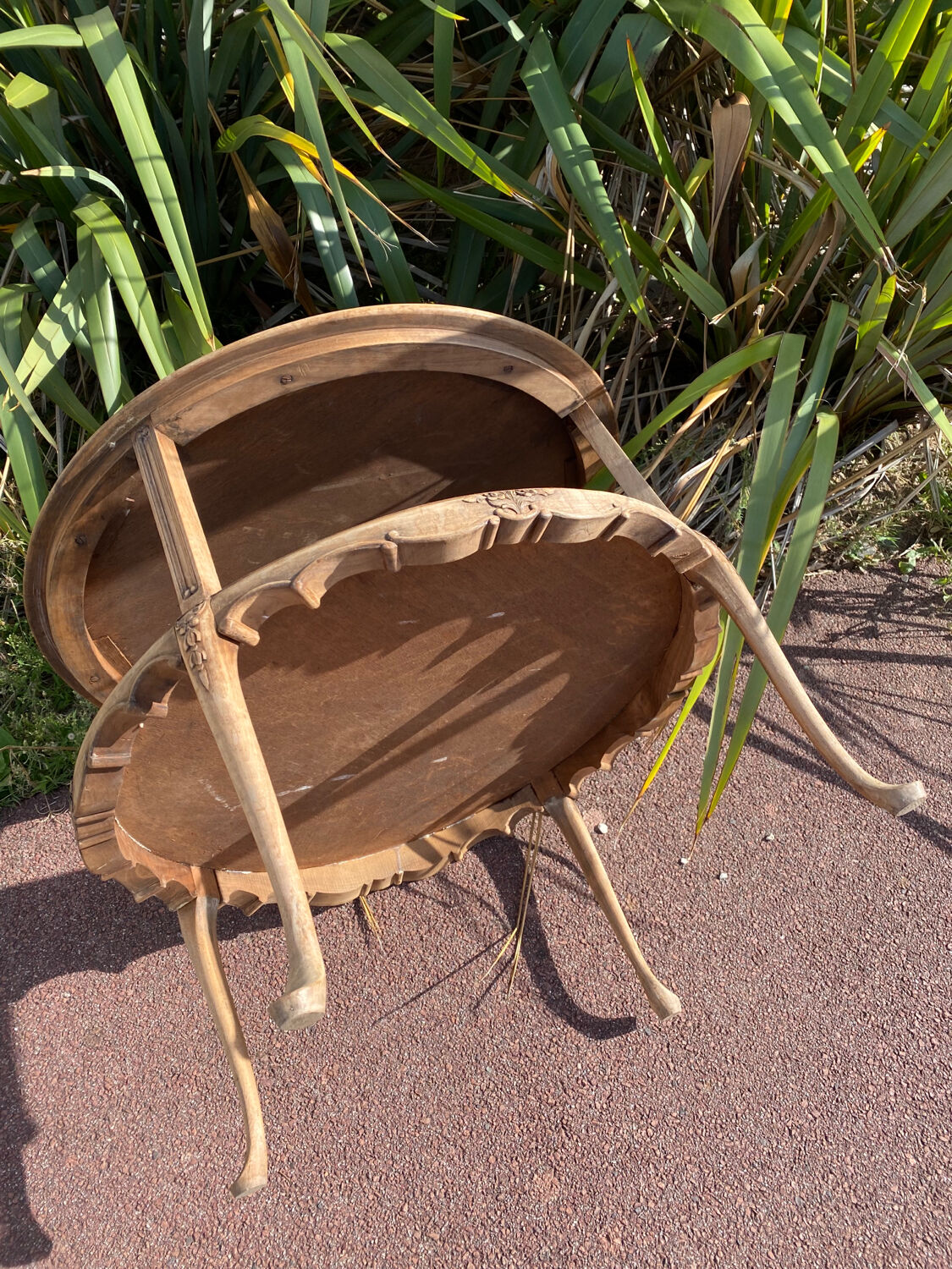 Antique chippendale style sandblasted wood coffee table