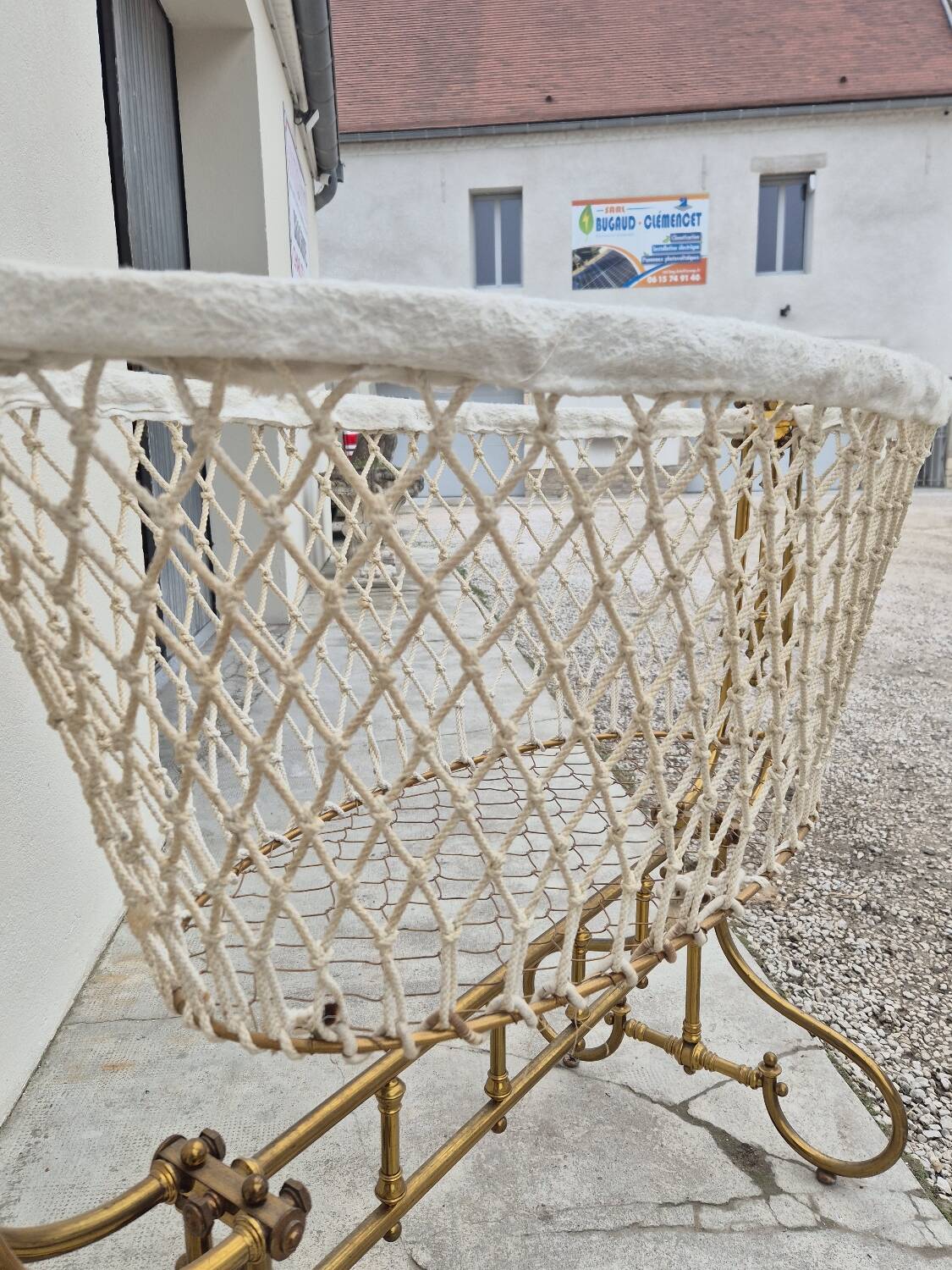 19th century brass rocking cradle from a castle