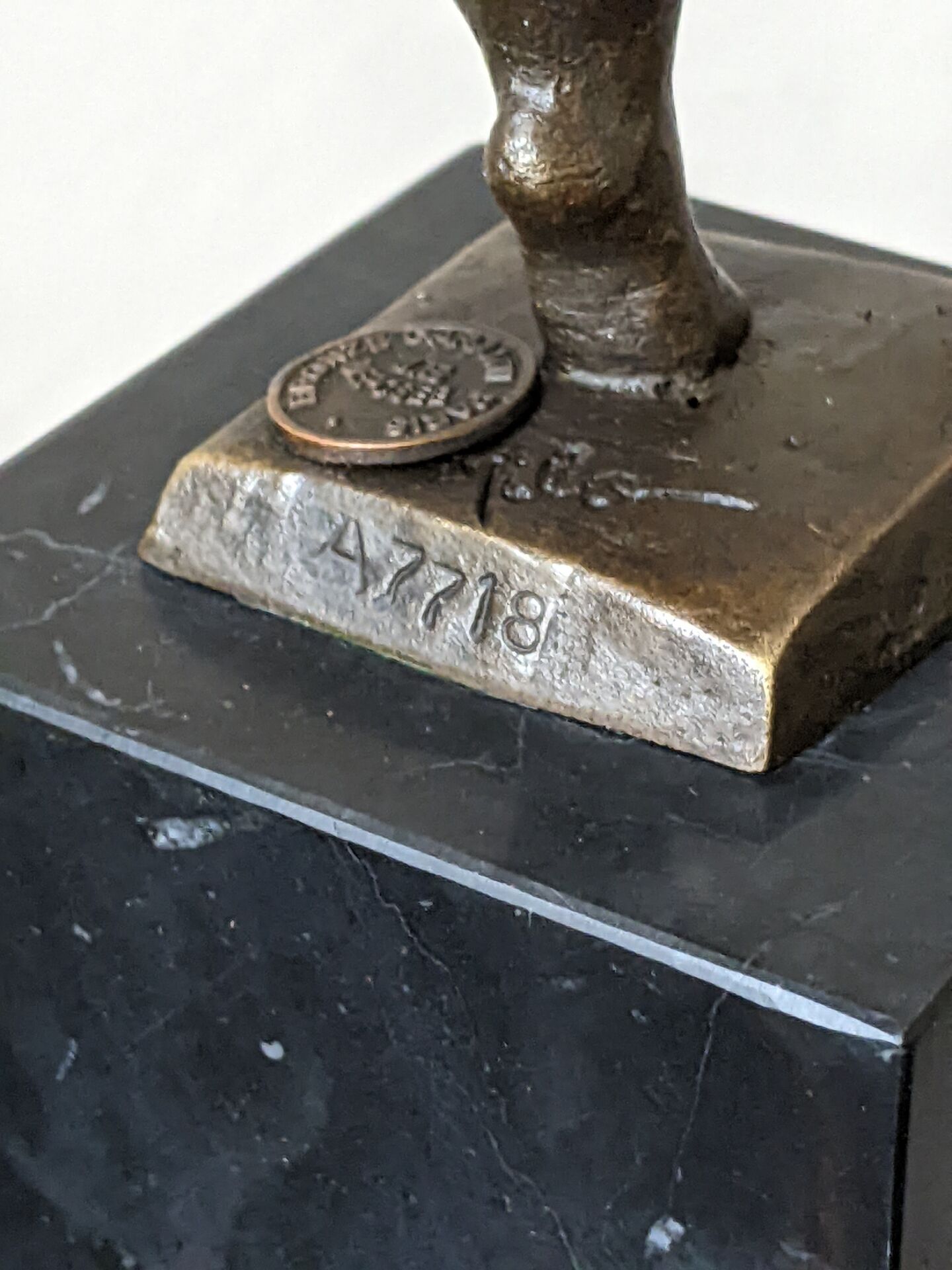 Contemporary sculpture on a marble base