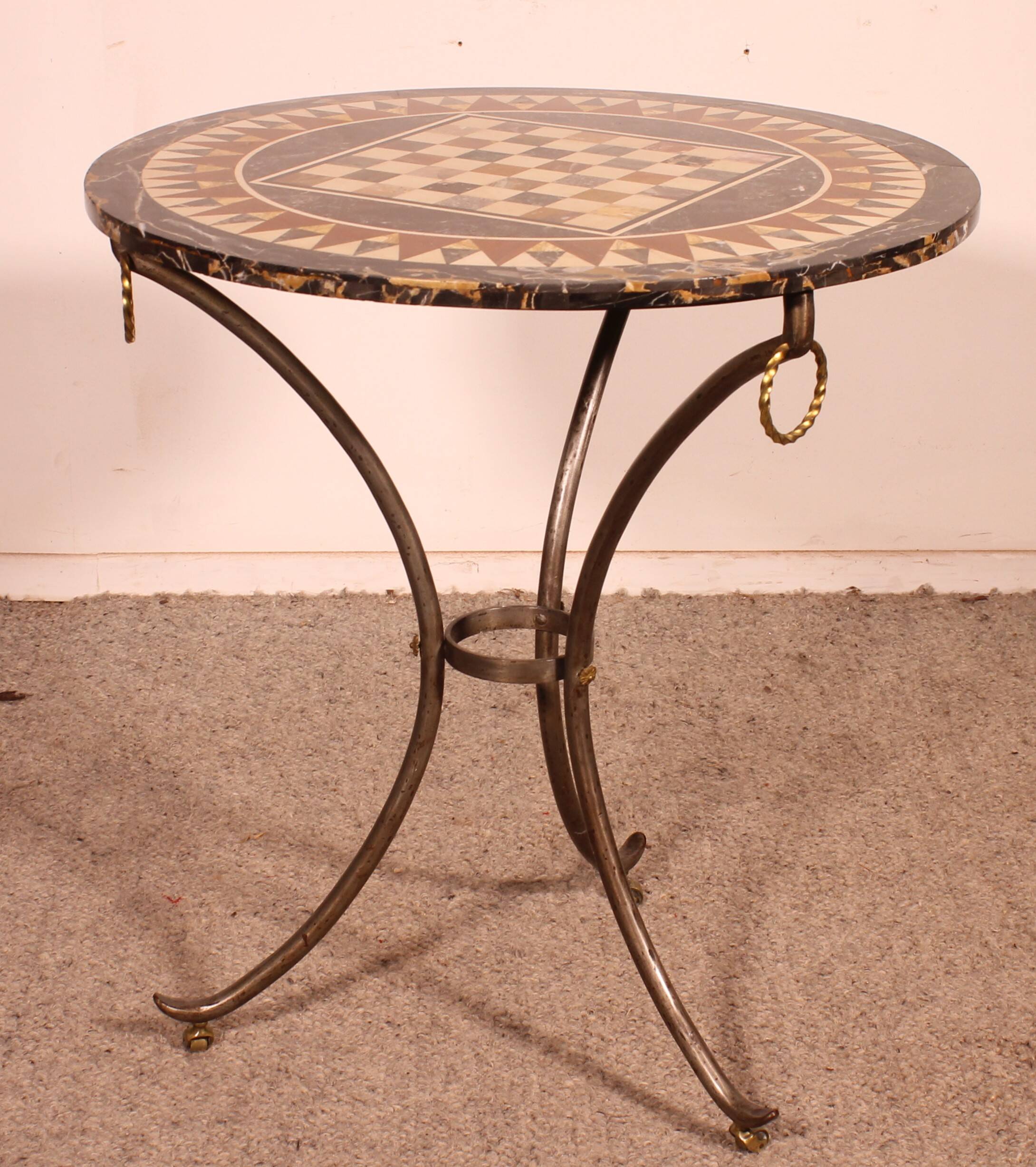 gueridon with a pietra dura top featuring a game board - 18th century