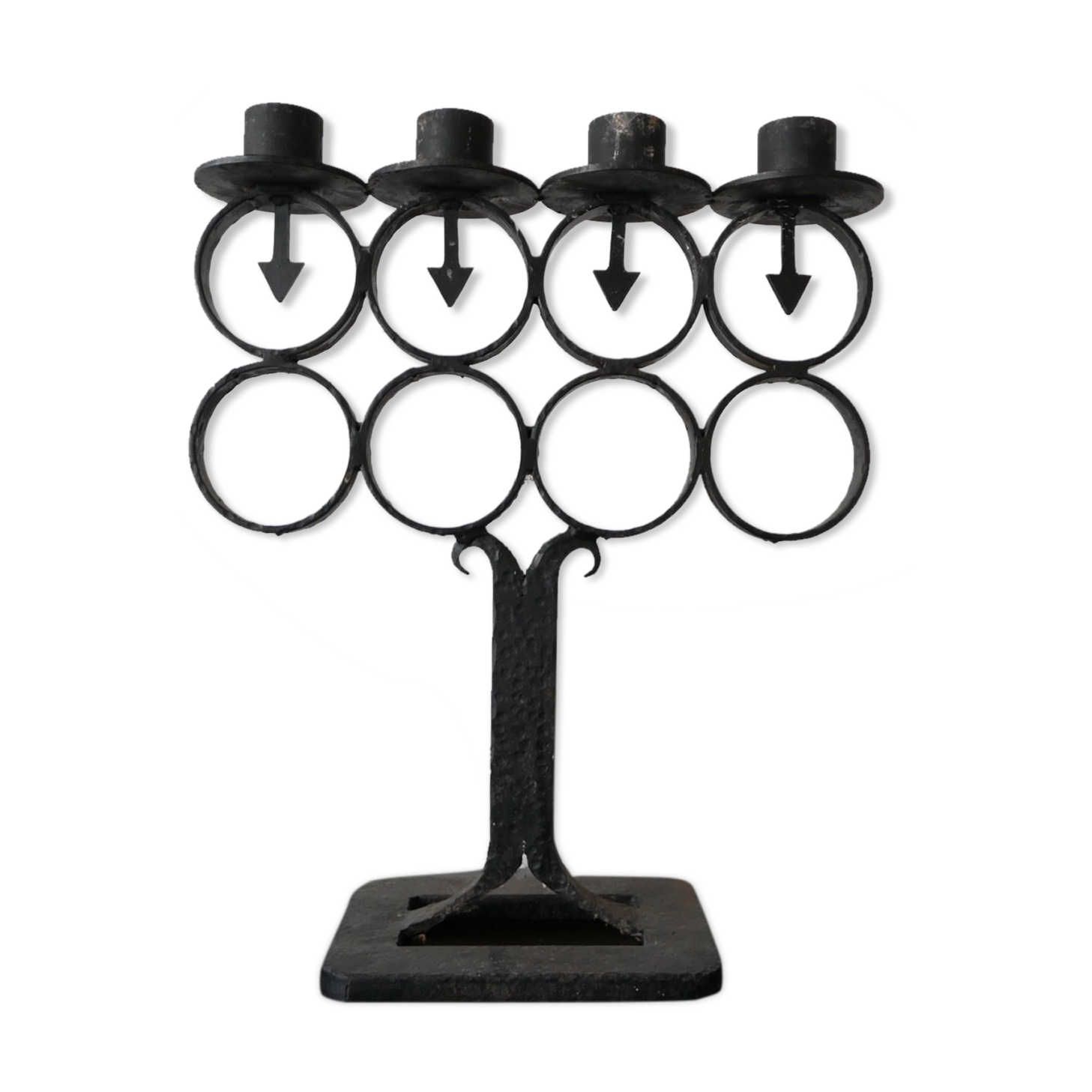 Antique cast iron swedish four arm candlestick