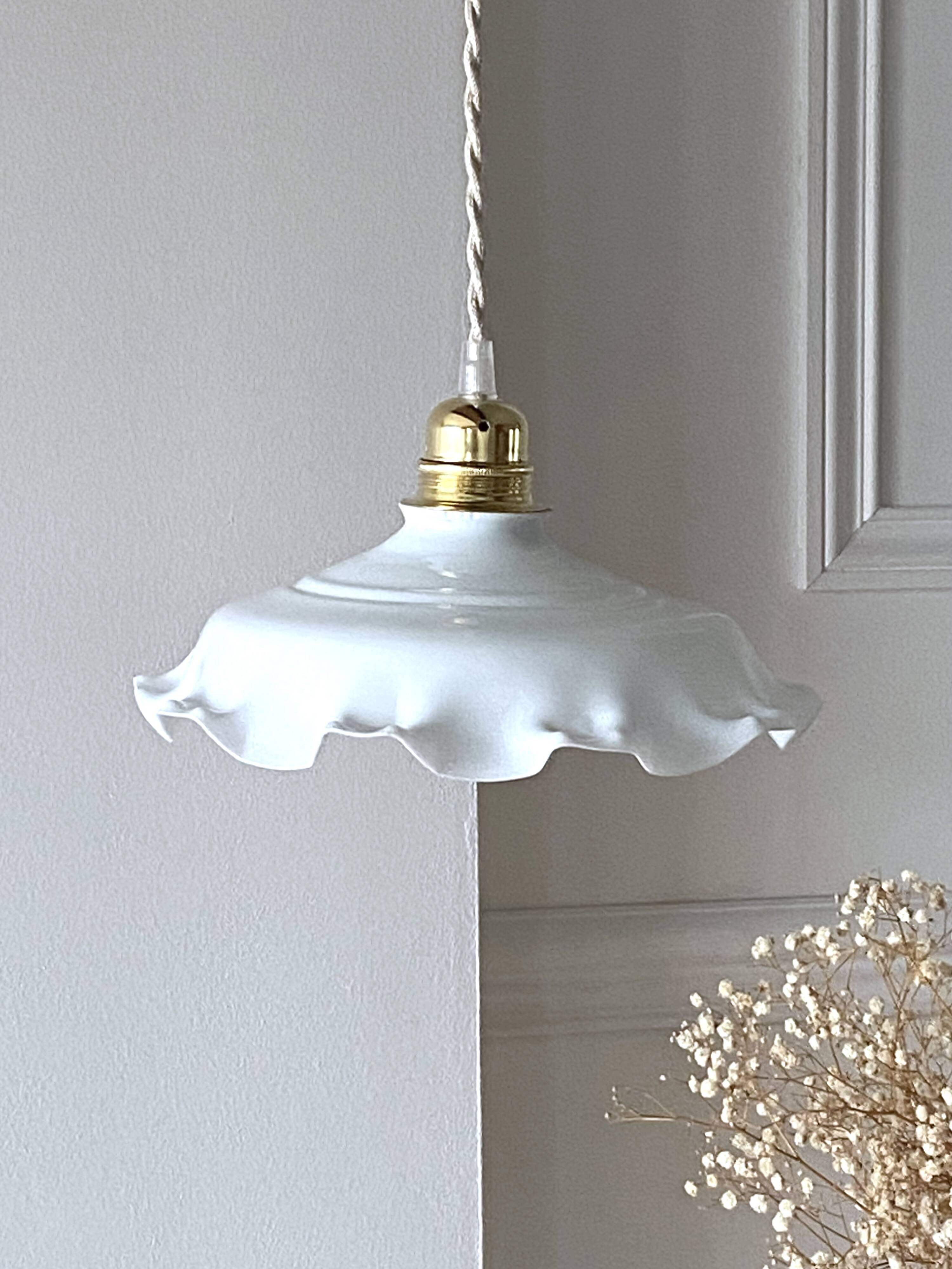 White opaline pendant light