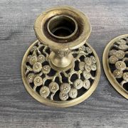 Paire de Bougeoirs Art Nouveau en Bronze Doré
