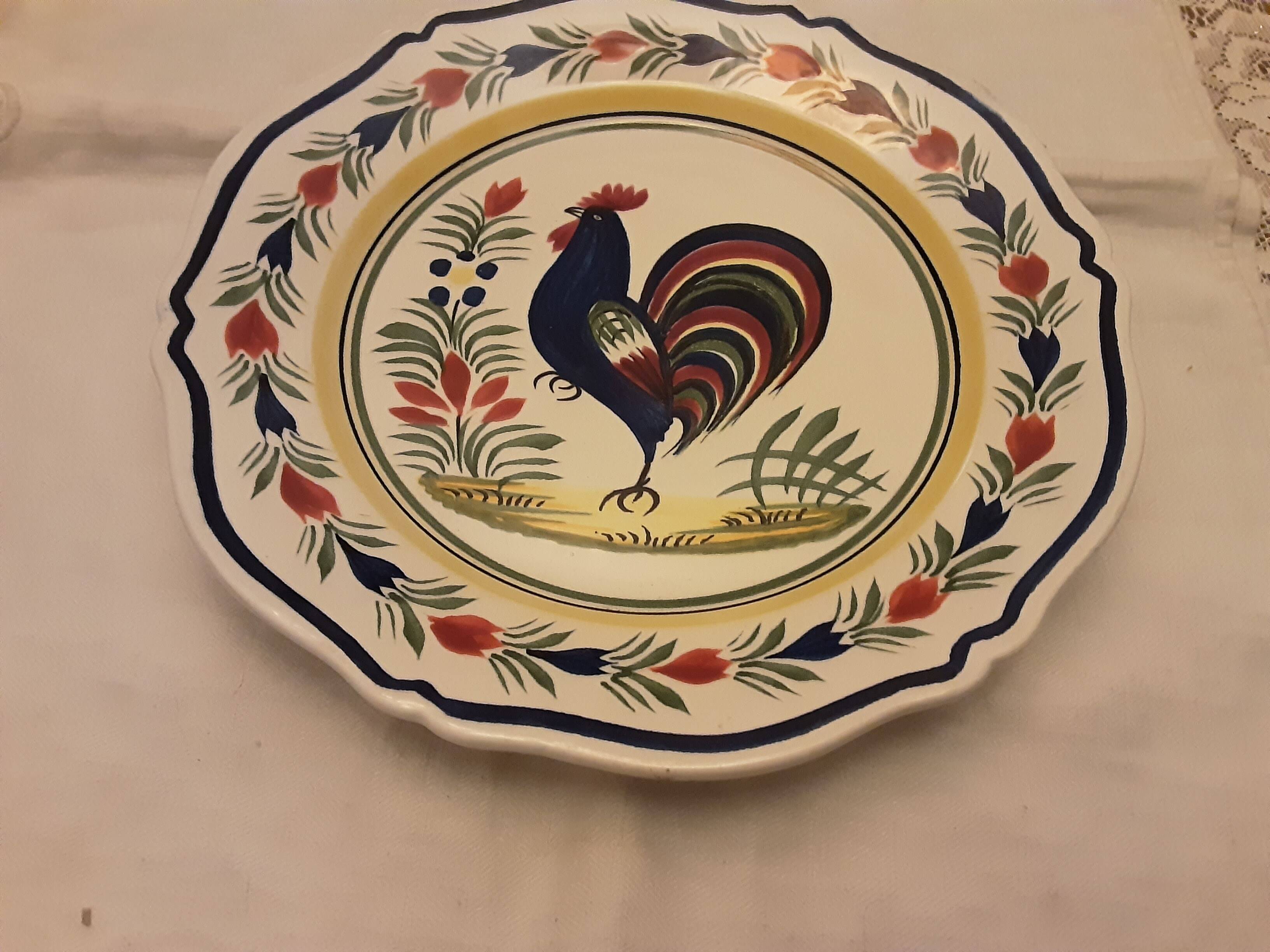 Plate faience henriot quimper model oq blue