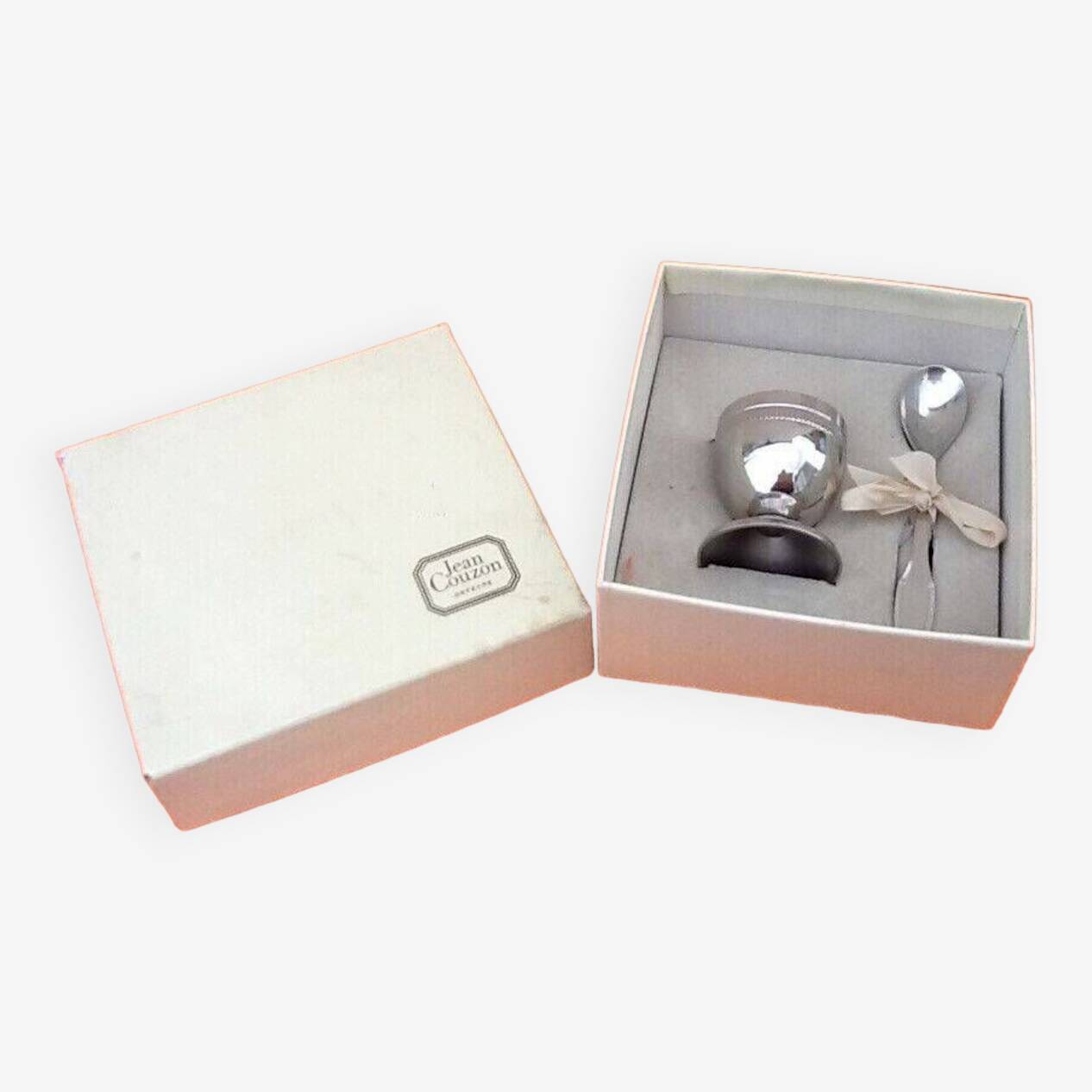 Egg cup and spoon set, President model, Silversmith Jean Couzon