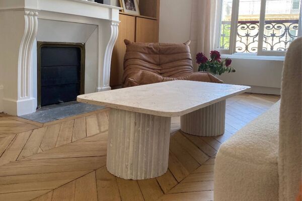Table basse rectangulaire Olympia - Travertin Naturel