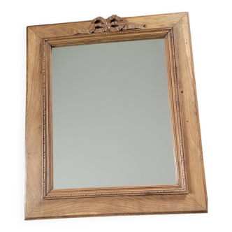 Miroir cadre ancien en bois décoré d'un noeud